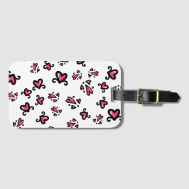 Rosa Herzen Muster – Süßes Doodle-Design Gepäckanhänger
