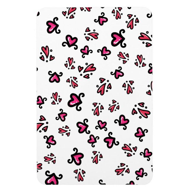 Rosa Herzen Muster – Süßes Doodle-Design Magnet (Vertikal)