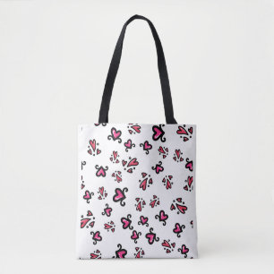 Rosa Herzen Muster – Süßes Doodle-Design Tasche