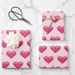 Rosa Herzen Muster Valentinstag Thema Geschenkpapier Set