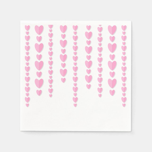 Rosa Herzen Niedlich Valentins Party Serviette (Vorderseite)