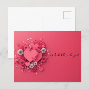 Rosa Herzen Papercut Valentinstag Postkarte