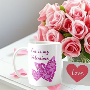Rosa Herzen Pfoten Katze/Hund Tierliebhaber Valent Kaffeetasse
