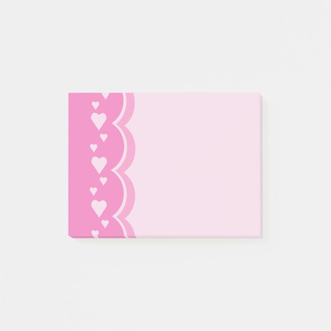 Rosa Herzen Post-it Klebezettel (Vorderseite)