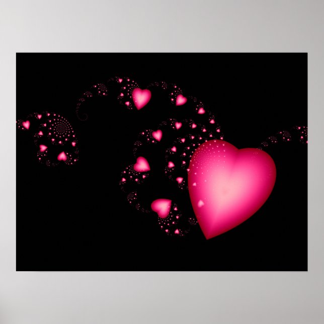 Rosa Herzen Poster (Vorne)