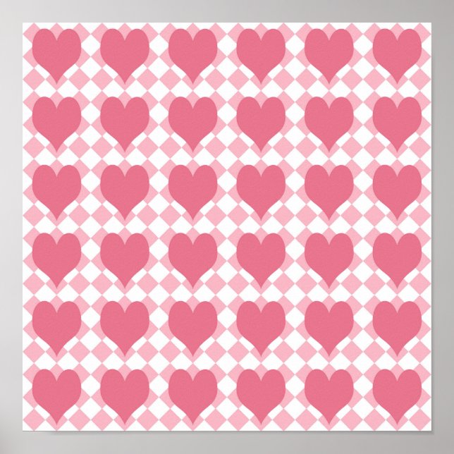 Rosa Herzen Poster (Vorne)