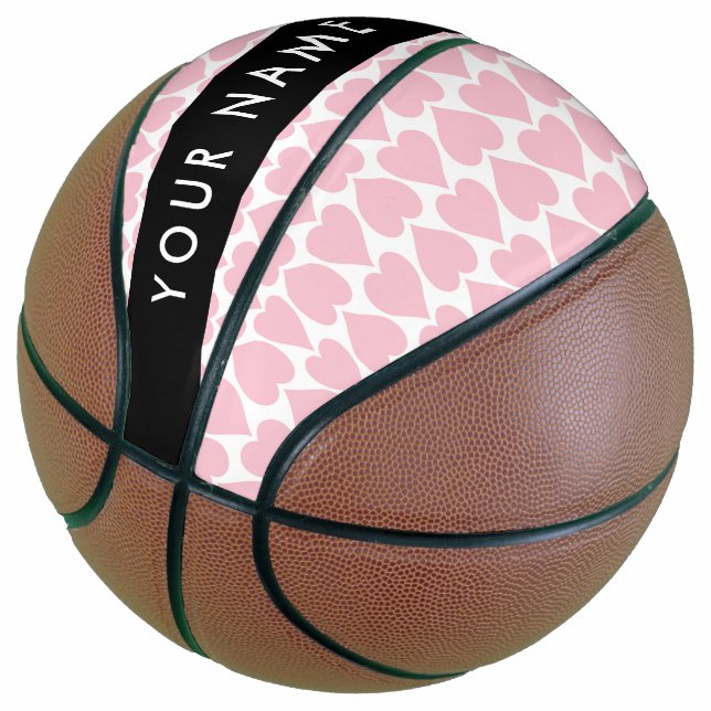 Rosa Herzen, Romantik, Ihr Name, Personalisieren Basketball (angewinkelt)