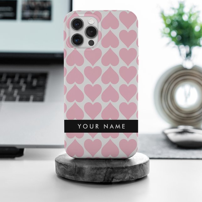 Rosa Herzen, Romantik, Ihr Name, Personalisieren iPhone 15 Pro Max Hülle (Von Creator hochgeladen)