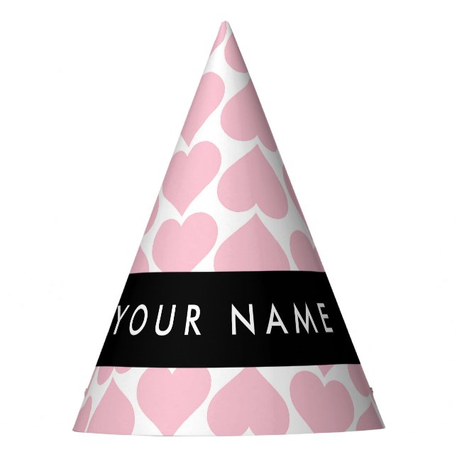 Rosa Herzen, Romantik, Ihr Name, Personalisieren Partyhütchen (Vorderseite)