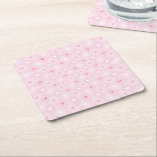Rosa Herzen Romantische Party Quadratischer Papier Rechteckiger Pappuntersetzer