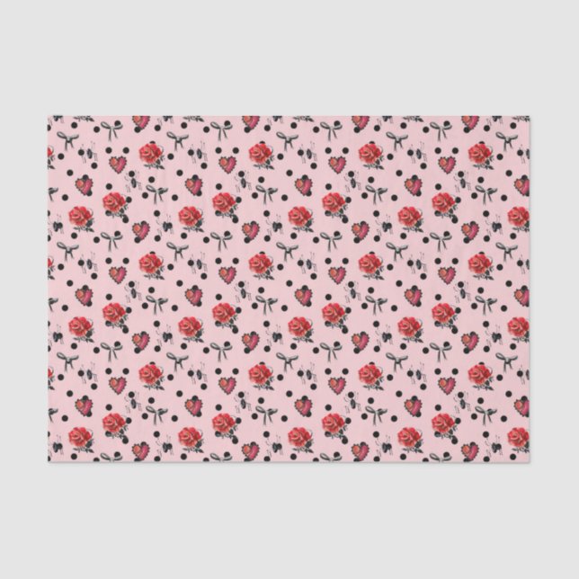 Rosa Herzen, Rose und Bogen (Design 18 Pink Series Seidenpapier (Vorderseite)