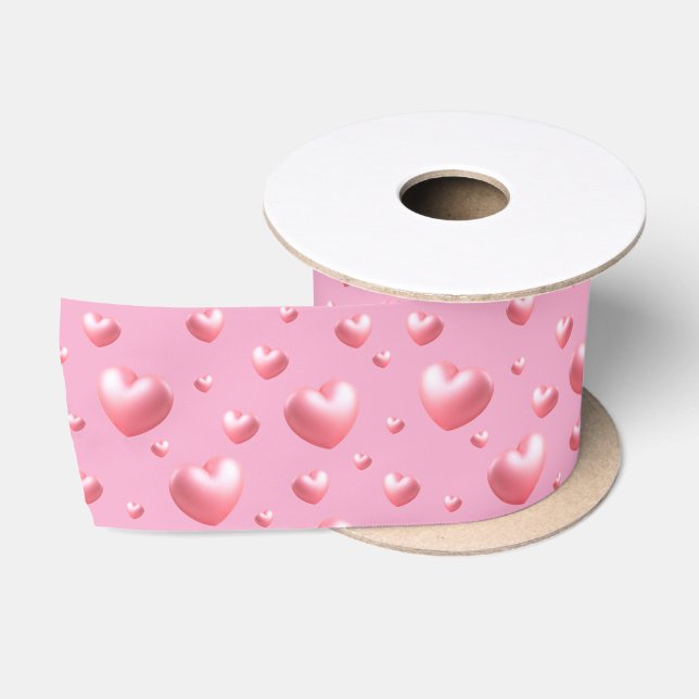 Rosa Herzen  Satinband (Spule)