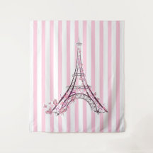 Rosa Herzen & Schmetterlinge Paris Eiffelturm Girl