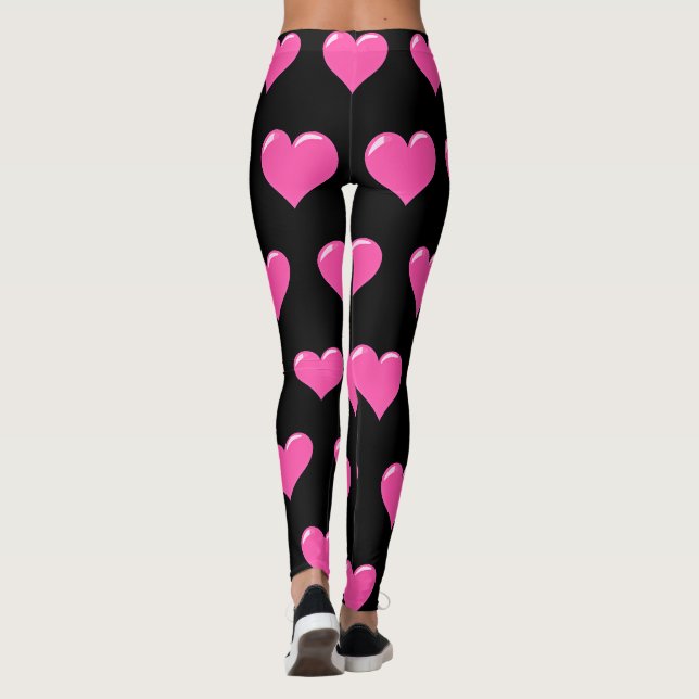Rosa Herzen Schwarze Leggings - Liebe Dersign (Rückseite)