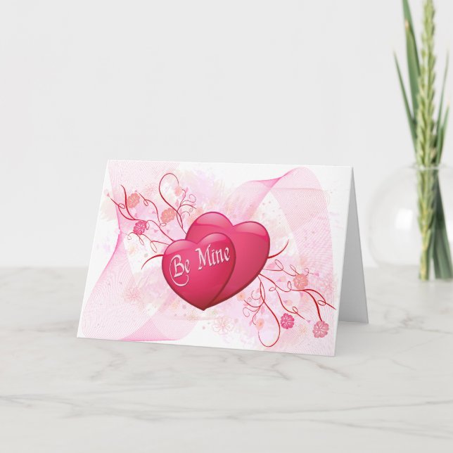 Rosa Herzen sind meine Valentinkarte Feiertagskarte (Vorderseite)