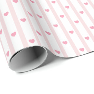 Rosa Herzen, Streifen, Geburtstag, Valentin, Dusch Geschenkpapier