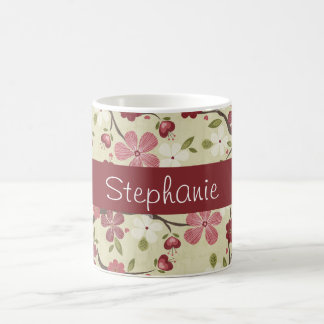 Rosa Herzen und Blume Personalisiert Kaffee Tasse