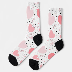 Rosa Herzen und Ferkel Socken