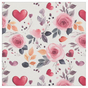 Rosa Herzen und Rose Stoff