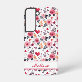 Rosa Herzen und Rosen Samsung Galaxy Hülle