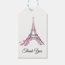 Rosa Herzen und Schmetterlinge Paris Eiffel Tower Geschenkanhänger