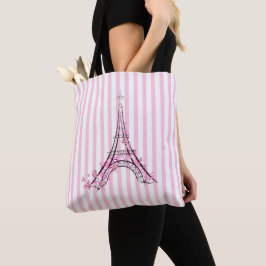 Rosa Herzen und Schmetterlinge Paris Eiffelturm Tasche