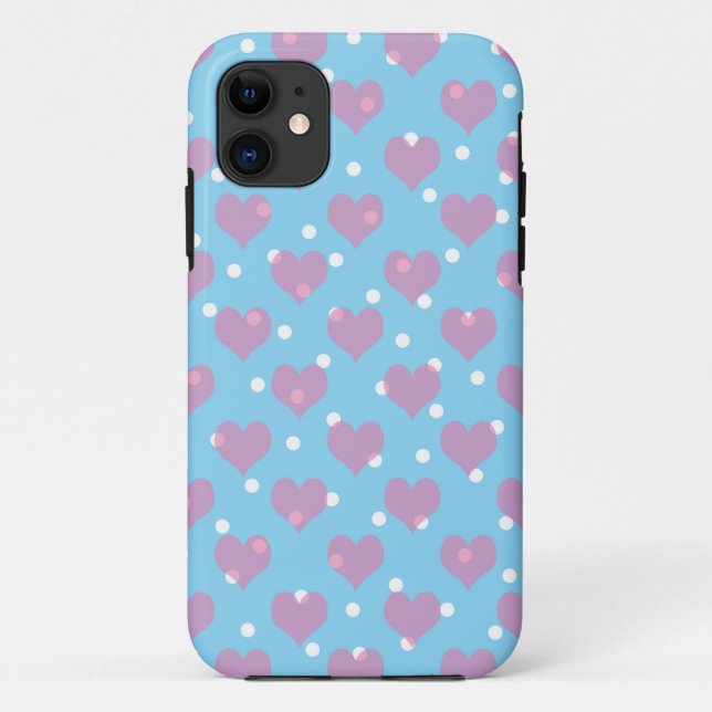 Rosa Herzen und weiße Polka-Punkte Case-Mate iPhone Hülle (Rückseite)