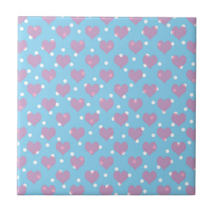 Rosa Herzen und weiße Polka-Punkte Fliese