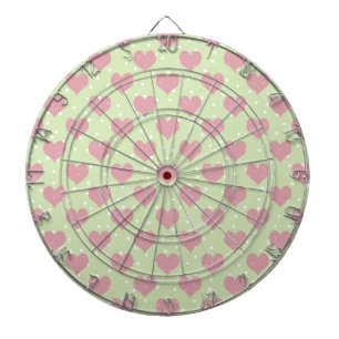 Rosa Herzen und weiße Polka-Punkte-Muster Dartscheibe