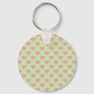 Rosa Herzen und weiße Polka-Punkte-Muster Schlüsselanhänger