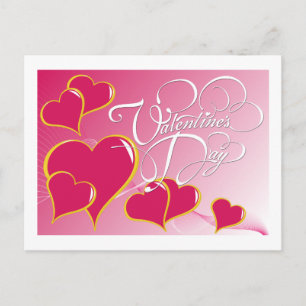 Rosa Herzen Valentine Postkarte