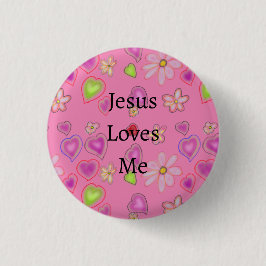 Rosa Herzen Weiße Blume Jesus Lieben Ich Button