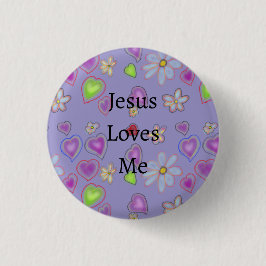 Rosa Herzen Weiße Blume Jesus Lieben Mich Knopf Button
