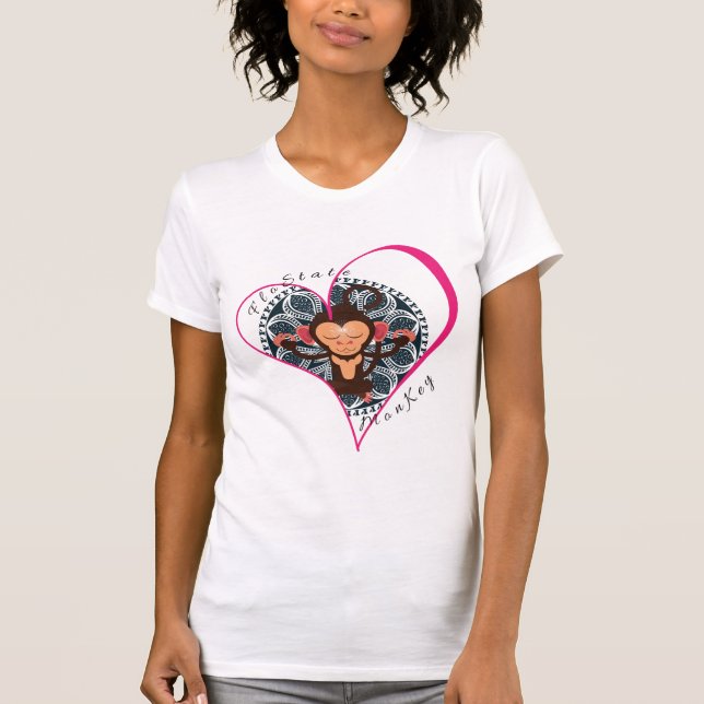 Rosa HerzfloState meditiert das T-Shirt der Affen (Vorderseite)
