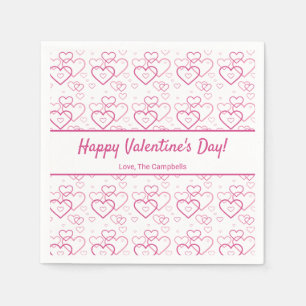 Rosa Herzformen Muster & Text - Valentinstag Serviette