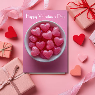 Rosa herzförmige Gruß von Candy Valentine Karte
