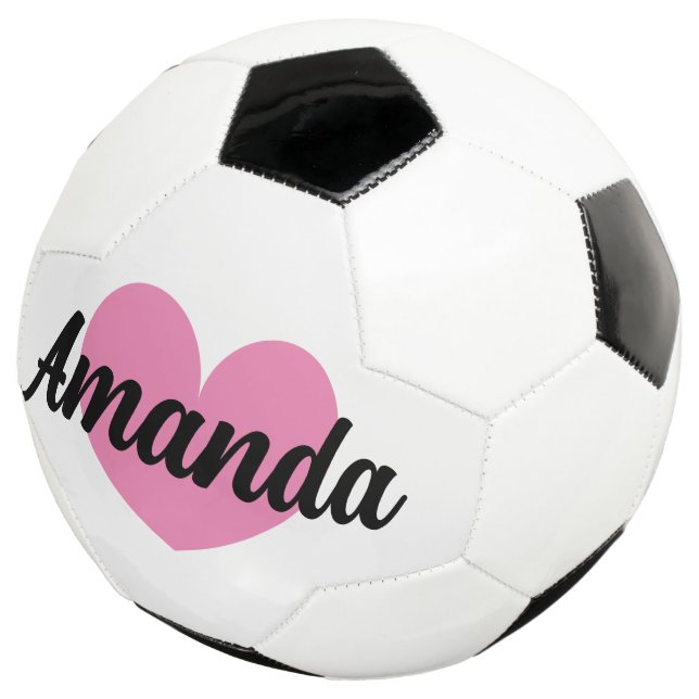 Rosa Herzfußball mit individuelle Name Fußball (Dreiviertel)