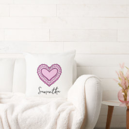 Rosa Herzkissen, Individuelle Name Kissen, Sofa Kissen