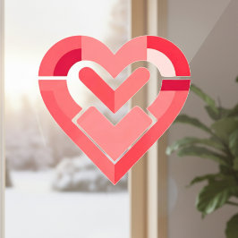Rosa Herzklammer Fensteraufkleber