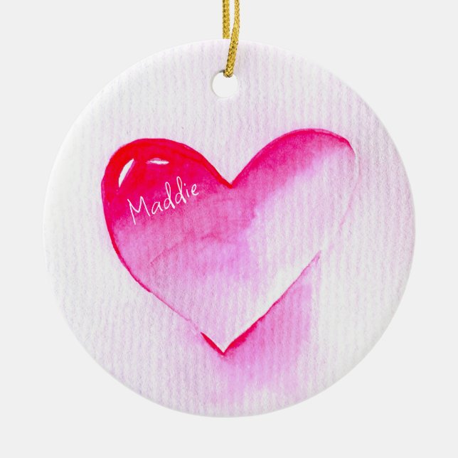Rosa Herzklopfen Pop Liebe Keramik Ornament (Vorne)