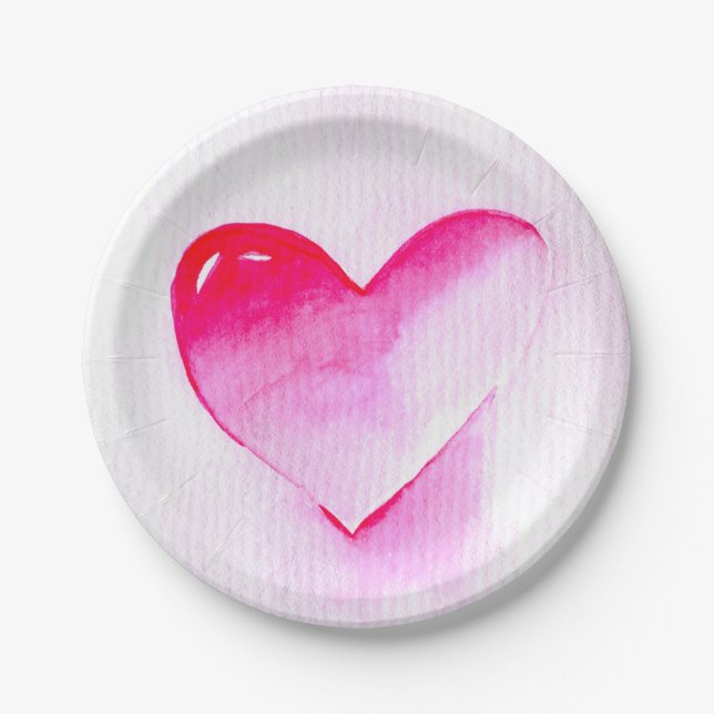 Rosa Herzklopfen Pop Liebe Pappteller (Vorderseite)