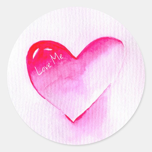 Rosa Herzklopfen Pop Liebe Runder Aufkleber (Vorderseite)