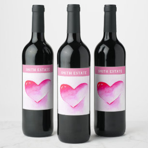 Rosa Herzklopfen Pop Liebe Weinetikett