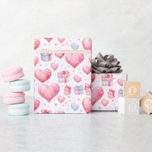Rosa Herzklopfen und Geschenkboxen Wasserfarbe Geschenkpapier