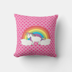 Rosa Herzklopfen, unicorn Regenbogenkissen Kissen