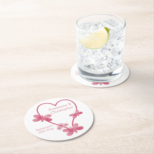 Rosa Herzklopfen, Untersetzer für Hochzeitspapiere (Vor Ort)