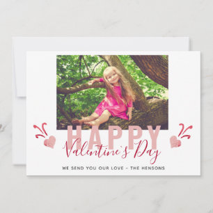 Rosa Herzklopfen Valentinstag Drehbuch Familie Fot Feiertagskarte