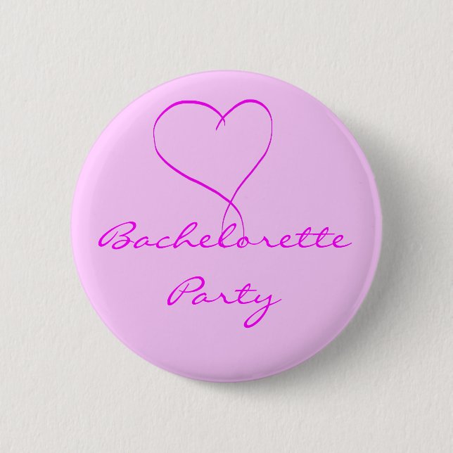 Rosa Herzknopf des Junggeselinnen-Abschieds Button (Vorderseite)