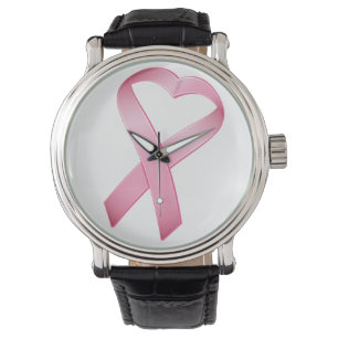 rosa Herzkrebs Armbanduhr
