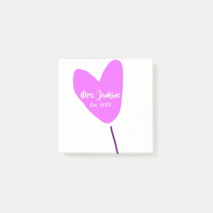 Rosa Herzluftballon Frau Name Est. Jahr Liebe Post-it Klebezettel